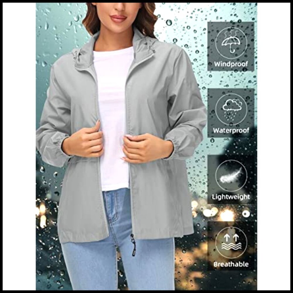 Waterproof Rain Jacket Lightweight Packable Hoode… - image 3